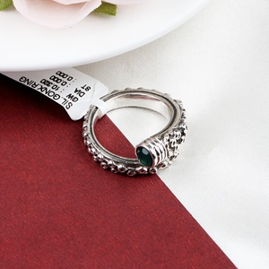 925 Sterling Silver Natural Green Onyx <b>Ring</b> | <b>Adjustable</b> Handmade Vintage Gemstone <b>Ring</b> for Women Wholesale Jewelry - Product Image 2