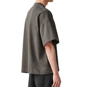 Camiseta de Hombre de Color Sólido, Estilo Cuadrado, 100% Algodón, Cuello Acanalado, Hombros Caídos, Estilo Urbano, Vintage, Transpirable, 300 Gramos - Product Image 4