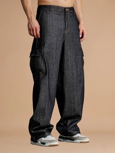 Jeans de Mezclilla para Hombre Abdul Royal World Export, Ecológicos, de Algodón, Corte Holgado, Azul Negro, Elásticos, Cintura Media, Pierna Ancha, Desgastados, Casuales - Product Image 4
