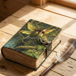 Nuevo Diario de Cuero Hecho a Mano, Libro de las Sombras con Cerradura, Cuaderno Clásico Vintage Wiccano, Grimoire con Papel de Borde Rústico - Product Image 4