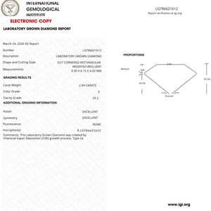 Diamant de laboratoire de 2,04 carats, taille radiant, couleur E, clarté VS2, certifié IGI - Product Image 3