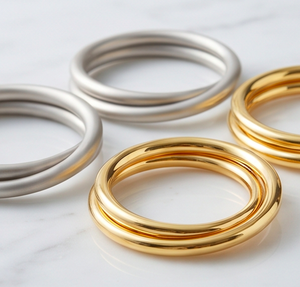 Classic <b>Silver</b> And Golden <b>Napkin</b> Ring With Plain Finished For Dining Table Decor Gifting And Table Styling - Product Image 2