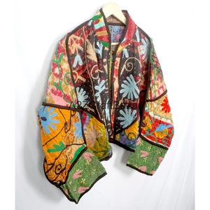 Vintage Indian Kantha Handmade Quilted 100% Cotton <b>Jacket</b> for Women-Eco-Friendly Breathable Winter Ready From Rajasthan - Product Image 6