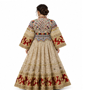 Heavy Work Lace Embroidery Stones Mirror Afghan Kuchi <b>Dress</b> Plain Dyed Eco-friendly Chiffon Maxi <b>Dresses</b> Vintage Kuchi <b>Dress</b> - Product Image 2