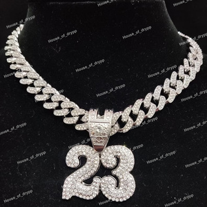 Collier chaîne cubaine en argent 23 avec pendentif en moissanite diamant glacé, style hip hop pour hommes - Product Image 2