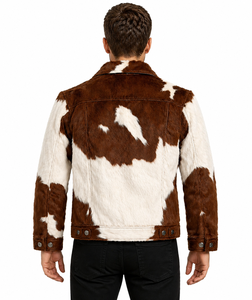 Veste de motard en cuir de vachette véritable noir et blanc pour homme, imperméable, respirante, avec ceinture, pour l'hiver - Product Image 3