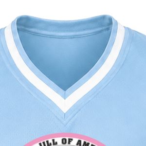 เสื้อเจอร์ซีย์กีฬาคอวีปักลายโลโก้แจ็คแอนด์จิลสีฟ้าอ่อน แขนสั้น แถบสีขาว เสื้อทีมกีฬา ชุดยูนิฟอร์ม - Product Image 2