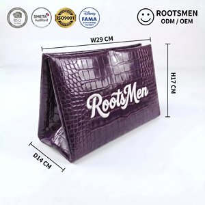Rootsmen Custom Purple Premium Ins-Style PU Leather <b>Makeup</b> Bag Open Closure Lightweight Water Resistant Hanging Travel Cosmetic - Product Image 1