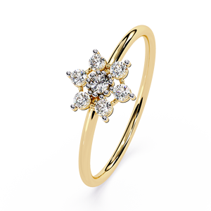 Bague Céleste à Motif Étoilé en Diamant de Laboratoire Certifié IGI, Or 10K, Détails Flottants, Pierre Centrale Flottante, Tendance Unisexe - Product Image 2