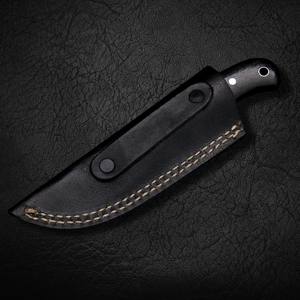 Cuchillo de caza/utilidad/camping hecho a mano de acero de Damasco con punta recta, mango de micarta, funda de cuero de 3 mm, 8 pulgadas, OEM/ODM/OBM - Product Image 6