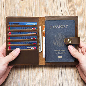 Travel Passport <b>Holder</b> <b>Wallet</b> Slim Genuine Leather Passport Cover Brown PU Leather Passport <b>Card</b> <b>Holder</b> Organizer - Product Image 6