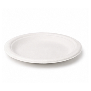 Platos Desechables Redondos de Bagazo de 7 Pulgadas, Blancos, Ecológicos, Biodegradables, Compostables, Aptos para Microondas, para Bodas, Fiestas y Catering - Product Image 3
