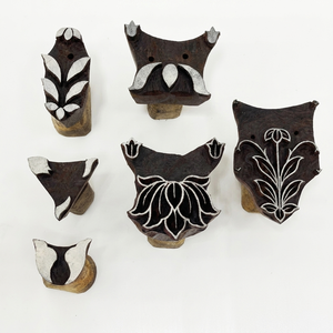 Bloques de madera tallados a mano para estampado textil con asas, ideales para la impresión de telas, manualidades, prendas de vestir, decoración del hogar y proyectos artesanales. - Product Image 1