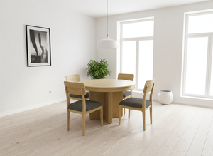 Ensemble table ronde et table basse en frêne massif, style minimaliste moderne, avec 4 chaises, finition naturelle, meubles de salon - Product Image 6