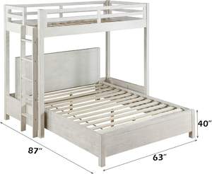 Lit Queen traditionnel en bois massif fini blanc patiné Meubles - Product Image 2