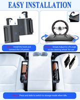 Organisateur 2-en-1 pour volant et espace entre les sièges de voiture, support d'ordinateur portable en PVC avec porte-téléphone, porte-gobelet et compartiments de rangement