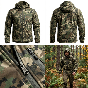 Custom Waterproof Softshell Camouflage Hunting <b>Summer</b> Outdoor Tactical <b>Jacket</b> Breathable Windproof Nylon Front Wholesale OEM - Product Image 6