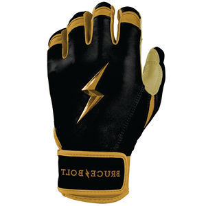 Guantes de Bateo Bruce-Bolt Negros y Amarillos, Cuero Cabretta, Duraderos, Ligeros, Cómodos, Cierre de Gancho y Bucle, Puño Corto, Unisex - Product Image 5
