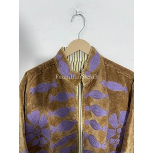 Women's Casual Jacket Uzbek Embroidery Short Unisex Jacket Boho Chic Jacket With Two Side Pocket Suzani Jacket Overcoat - Product Image 4