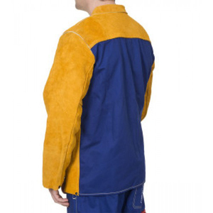 Veste de soudage en cuir jaune résistante à la chaleur et aux flammes, protection intégrale des manches, pack respirateur, niveau ignifuge A, résistance à la chaleur 200°C - Product Image 4