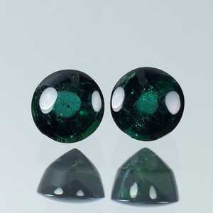 Par de turmalina verde natural, cabujón redondo, piedra preciosa suelta, cristal verde para la fabricación de joyas, anillo, colgante - Product Image 1
