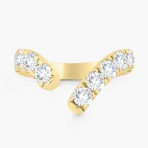 Bagues Bypass Open V Concept en Or Massif 14K 18K avec Diamant de Laboratoire Taille Ronde Sertie à Griffes, pour Empilage et Alliance de Mariage Assortie, Bijoux Fins - Product Image 1