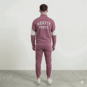 Survêtement violet pour homme, fermeture éclair intégrale, col standard, imprimé lettres, mélange polyester-coton, respirant, coupe classique, pour l'automne - Product Image 6
