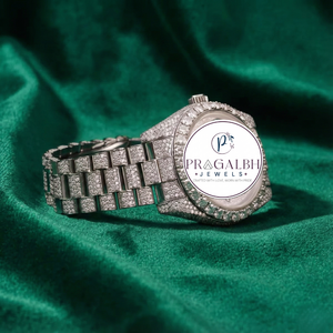 นาฬิกาข้อมือ Pragalbh Jewels ประดับเพชร หน้าปัดแบบอารบิก หรูหรา สายสแตนเลส สตีล ควอตซ์ สำหรับผู้ชายและผู้หญิง - Product Image 4