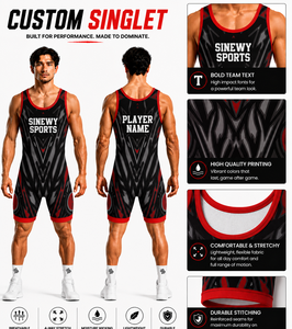 Singlet de Lucha Libre de Diseño Premium, Transpirable, 100% Poliéster, Ajustado, Sublimado, Diseños Personalizados Completos - Product Image 1