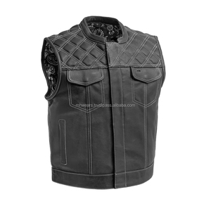 MH Vente Flash : Gilet de Motard Homme en Cuir Véritable Imperméable pour l'Hiver avec Fermeture Éclair, Coupe-Vent et Option Grandes Tailles - Product Image 1