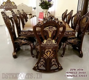 Juego de Comedor Victoriano en Negro y Dorado Pulido, el Mejor Juego de Comedor de Madera Premium, Juego de Comedor con Mesa Tallada en Negro y Dorado - Product Image 2