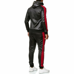 Custom Genuine Leather Tracksuit Men Premium <b>Zip</b> <b>Up</b> <b>Jacket</b> And Jogger Set Luxury Streetwear Sportswear Sample Service Available - Product Image 2