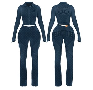 Custom Printing Service Winter Ladies Hooded Tracksuit Full Zip Hoodie Matching <b>Pants</b> Set Lightweight Breathable Casual Outfit - Product Image 3