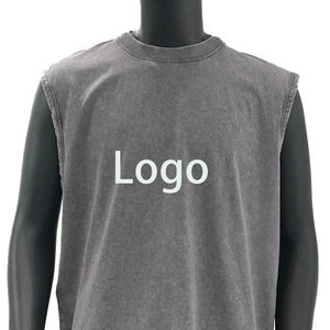 T-shirts sans manches pour hommes, col rond, style rétro, effet délavé, en coton doux et respirant, personnalisables avec logo - Product Image 6