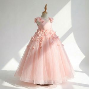 ชุดเดรสยาวสีชมพูคุณภาพสูงสำหรับเด็กผู้หญิงอายุ 4-8 ปี เหมาะสำหรับงานปาร์ตี้และงานกลางคืน - Product Image 3