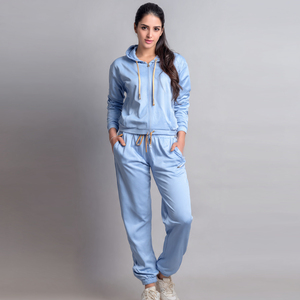 Turn <b>Down</b> Collar Polyester Sweatshirts <b>Pants</b> Set Women 100% Polyester Zipper Streetwear Sweatsuit Women's - Product Image 2