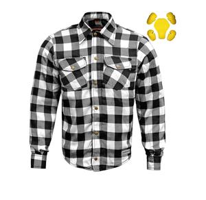 เสื้อเชิ้ตไบค์เกอร์แบบมีเกราะป้องกันสำหรับผู้ชายและผู้หญิง สีเขียวนีออนดำ สไตล์คาเฟ่เรเซอร์ ผ้าแฟลนเนลผสมคอตตอน ระบายอากาศได้ดี - Product Image 5