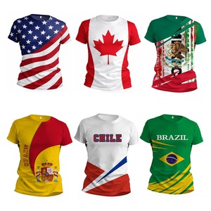 T-shirt à manches courtes pour homme avec imprimé drapeau américain, col rond, style décontracté, impression par transfert par sublimation, tissu tricoté 100% polyester - Product Image 3