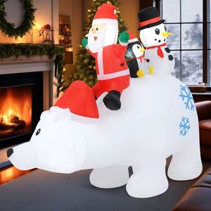 Decorazioni natalizie gonfiabili da giardino di 1,8 m con Babbo Natale, pinguino e pupazzo di neve animati e luci. - Product Image 1