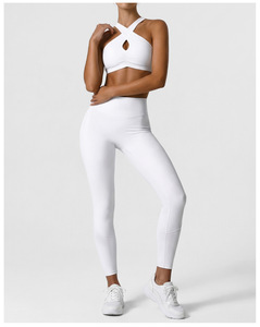 Ensemble de vêtements de sport pour femmes avec logo personnalisé, soutien-gorge de sport, leggings taille haute, ensemble de yoga fitness - Product Image 2