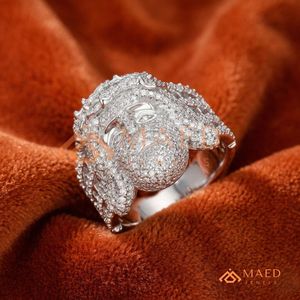 Hip Hop Jesus <b>Face</b> Ring - Premium Silver Finish Micro Pave 3D Sculpted Ring 925 Sterling Silver Hip Hop Religious Jewellery - Product Image 1