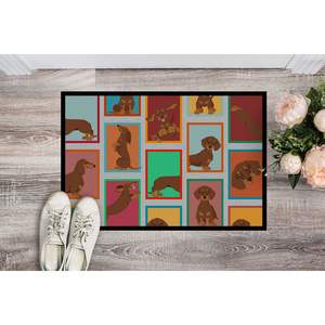 พรมเช็ดเท้าหน้าประตูลายช็อกโกแลต Dachshund พรมเช็ดเท้ากันลื่นขนาดต่ำ24ชม. X 36W พรมทางเข้าด้านนอกทั้งในร่มและกลางแจ้ง - Product Image 2