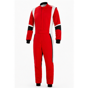 Traje de Carreras para Hombre, Rojo, Blanco y Negro, Manga Larga, Resistente a las Llamas, con Bloques de Color, Secado Rápido, Poliéster, para Todas las Temporadas, para Adultos - Product Image 2