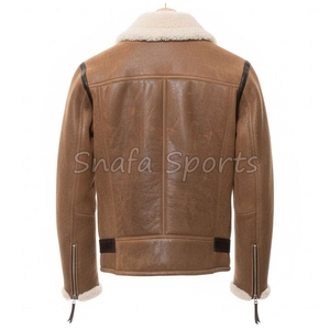 Manteau en peau de mouton pour homme, style aviateur, veste d'hiver avec fermeture éclair, style streetwear, cuir fin, service OEM - Product Image 2