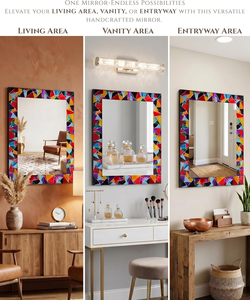 Espejo Rectangular de Mosaico Geométrico Colorido, Espejo Decorativo Hecho a Mano con Marco de Azulejos de Vidrio Multicolor para un Estilo Moderno - Product Image 6