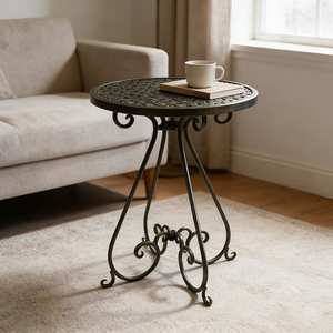 Table d'appoint moderne en métal de style plateau pour servir boissons et en-cas, avec une finition élégante et une construction durable - Product Image 1