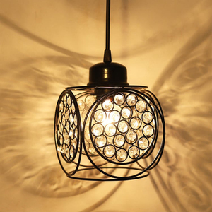 Lampe suspendue de qualité export, prix raisonnable, lampe murale, lampe suspendue au plafond, finition noire avec perles de cristal, décorations rondes pour la maison - Product Image 2