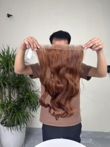 Perruque Lace Frontale 13x4 en Cheveux Humains Vierges Vietnamiens, Ondulée Couleur Auburn Cuivré, Pré-épilée, Dentelle HD, Vente en Gros - Product Image 1