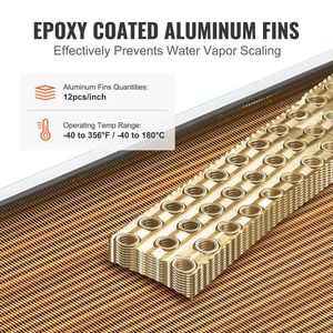 Scambiatore di calore a 3 file con porte in rame da 20x20 pollici e 242 alette in alluminio per forni a legna da esterno, acqua-aria - Product Image 3