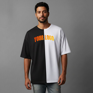 เสื้อยืดฮิปฮอปผู้ชายทรงโอเวอร์ไซส์แฟชั่นใหม่รักษ์โลก พิมพ์ลายโลโก้แบบ DTF คอกลม แขนสั้น ผ้าฝ้าย 2 สี - Product Image 4
